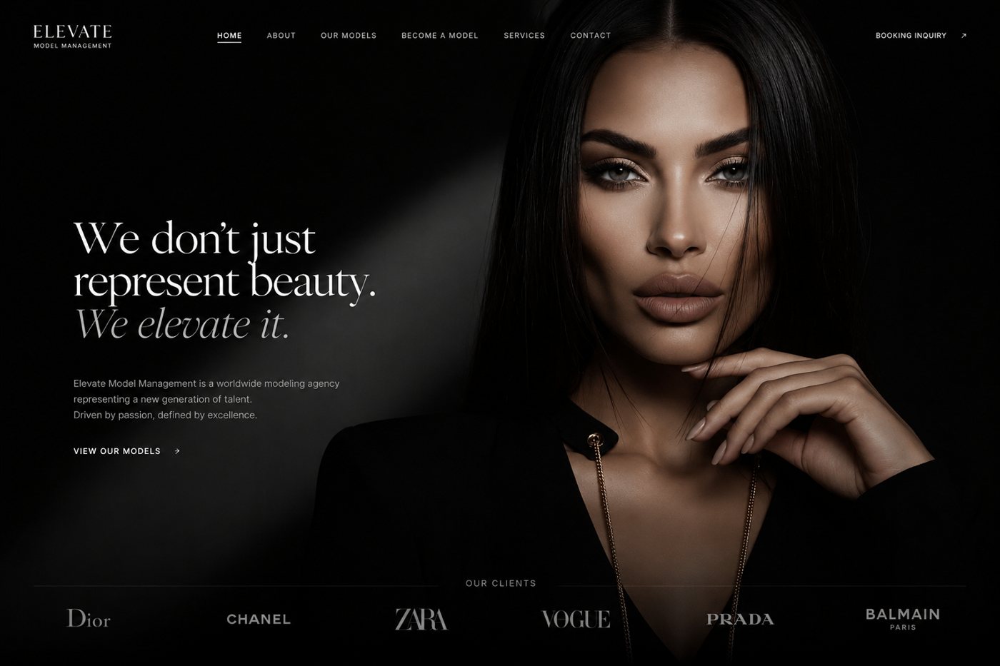 Voorbeeld website Modellenbureau